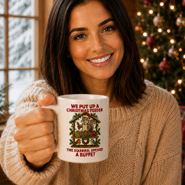 Café Taza divertida del buffet de ardilla del comedero 