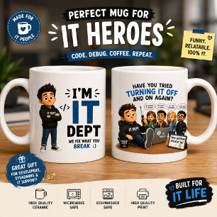 Café Taza divertida del departamento de TI - Programado