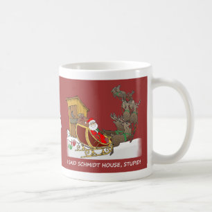 Café Taza divertida del navidad de la casa de Schmidt