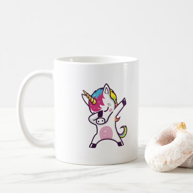 Café Taza divertida del unicornio - taza linda de los (Con donut)