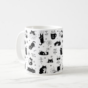 Café Taza divertida para amantes de gatos con patrón bl