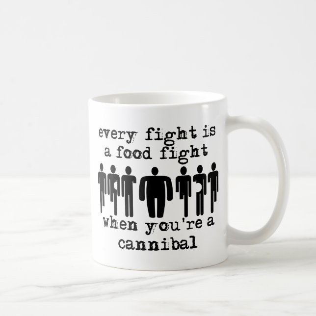 Café Taza Divertida Pelea de Comida Caníbal Humor (Derecha)
