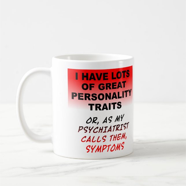 Café Taza Divertida Síntomas de Personalidad (Izquierda)