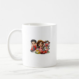 Café Taza divertida y linda de caricatura de amigos y v