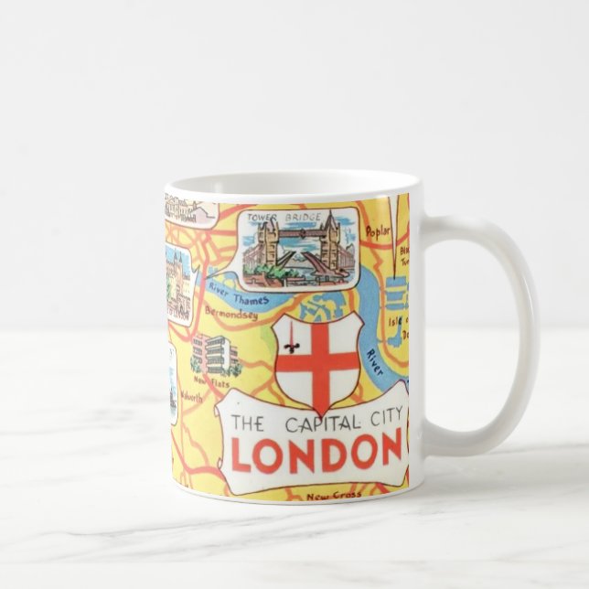Café Taza divertido mapa de Londres Inglaterra (Derecha)