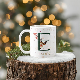 Café Taza E con monograma de Navidad personalizado