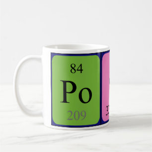 Café Taza elegante del nombre de la tabla periódica