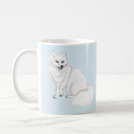 Café Taza elegante del zorro ártico con diseño de copo 
