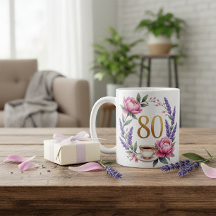 Café Taza elegante para el 80 cumpleaños de la abuela 