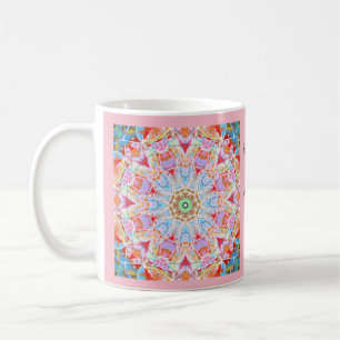 Café Taza en colores pastel colorida de la mandala con