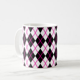 Café Taza en forma de diamante con estampado Argyle neg
