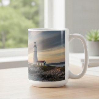 Café Taza envolvente de la luz del faro de serenidad co