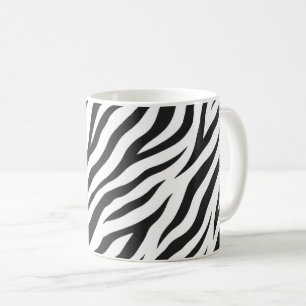 Café Taza Estampado de Cebra Negro y Blanco Patrón Clás
