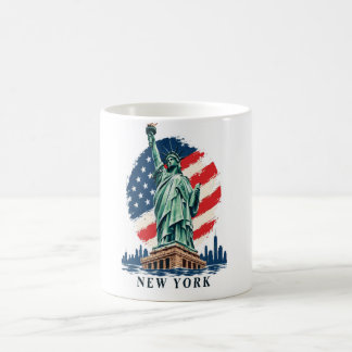 Café Taza Estatua de la Libertad Bandera de EE. UU. Vin