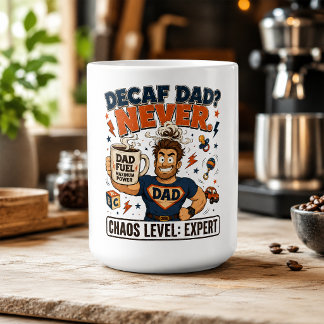 Café Taza Experto en Nivel de Caos para Papá Descafeina