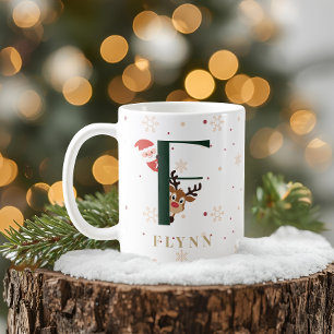 Café Taza F de monograma de Navidad personalizada