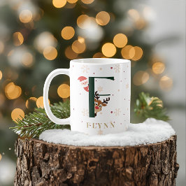 Café Taza F de monograma de Navidad personalizada