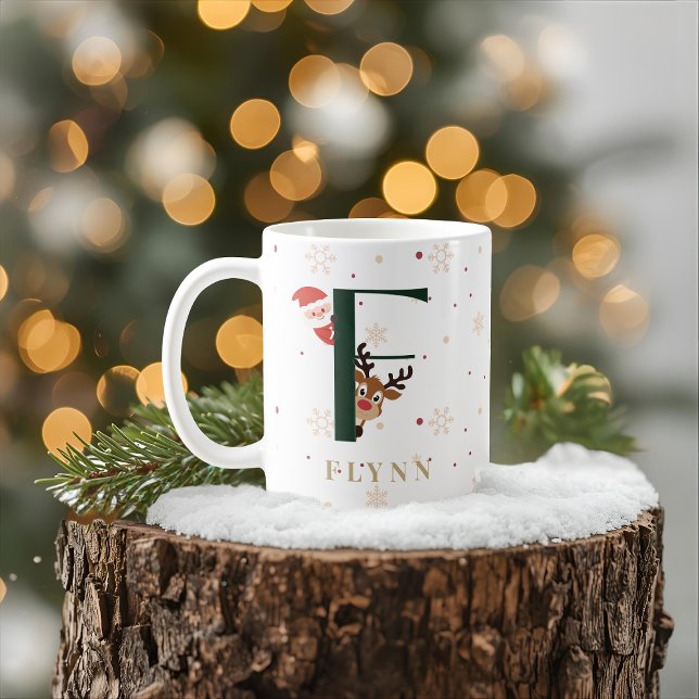 Café Taza F de monograma de Navidad personalizada (Subido por el creador)