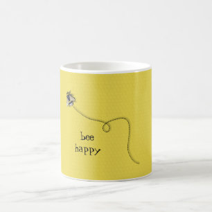 Café Taza feliz de la abeja del amarillo de la