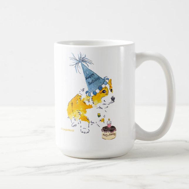 Café Taza feliz del Corgi de B'Day (Derecha)