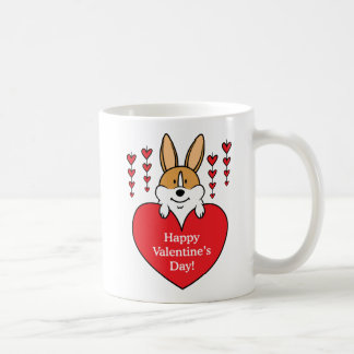 Café Taza feliz del Corgi del el día de San Valentín