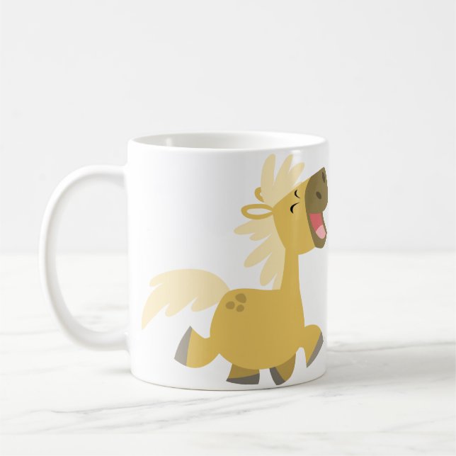 Café Taza feliz linda de los potros del dibujo animado (Izquierda)