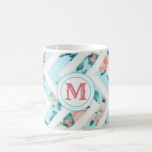 Café Taza floral azul de la obra clásica del modelo de