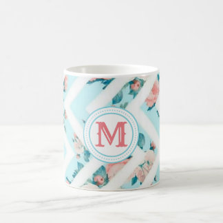 Café Taza floral azul de la obra clásica del modelo de
