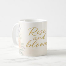 Taza floral de acuarela Morning Bloom – "Rise and