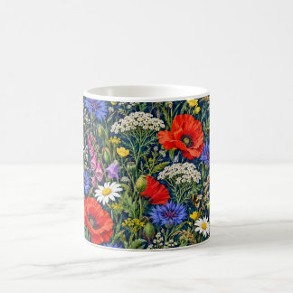 Café Taza floral de amapola de margarita silvestre y ab