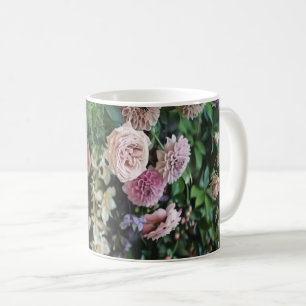 Café Taza Floral de Arte Fino Rosa Polvoriento Romántic