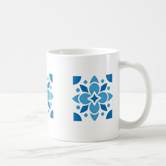 Café Taza floral de azulejo portugués – Cerámica azul (Derecha)