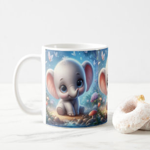 Café Taza floral de elefante blanco bebé