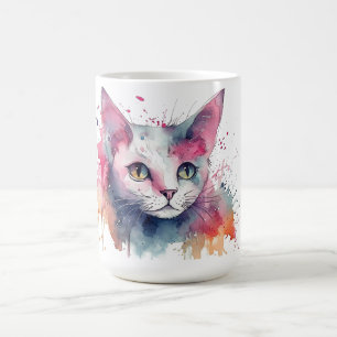 Café Taza floral de gato 