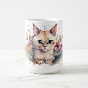 Café Taza floral de gato