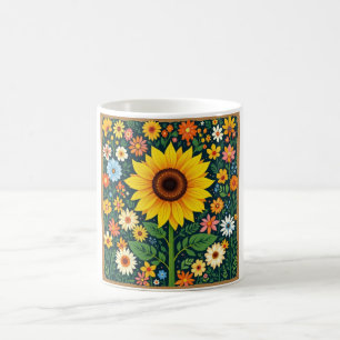 Café Taza floral de girasol