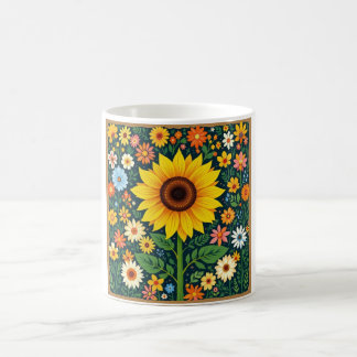 Café Taza floral de girasol