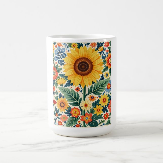 Café Taza floral de girasol (Centro)