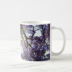 Café Taza floral de la taza de la flor púrpura de las