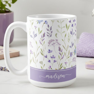 Café Taza floral de lavanda personalizada