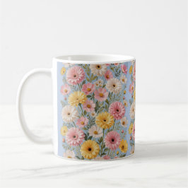 Café Taza floral de margarita gerber amarilla y rosa es
