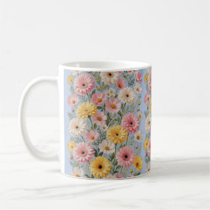 Café Taza floral de margarita gerber amarilla y rosa es