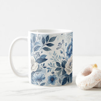 Café Taza floral de peonía azul y blanca – Botánica ele