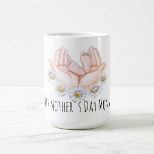 Café Taza floral de pies de madre y bebé
