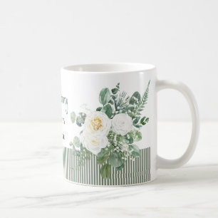Café Taza floral de rosa blanca personalizada, elegante