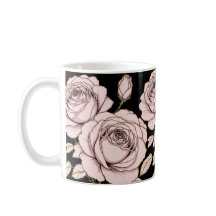 Taza floral de rosa rosa rubor
