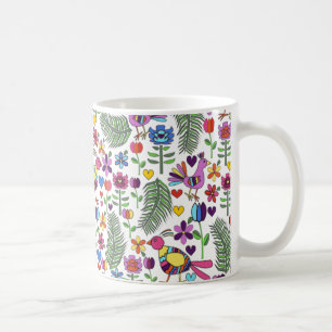 Café Taza floral del Doodle de Otomi