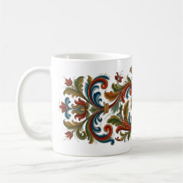 Café Taza floral elegante de estilo rosemaling de arte 