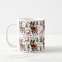 Taza floral linda de reno