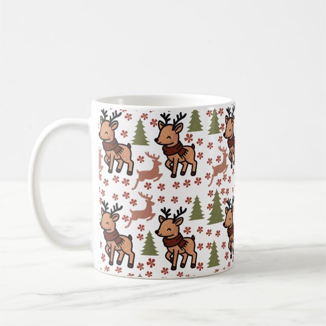 Café Taza floral linda de reno (Izquierda)